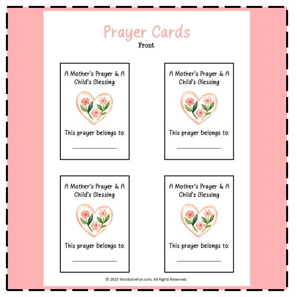 Prayer Cards For Mothers & Children