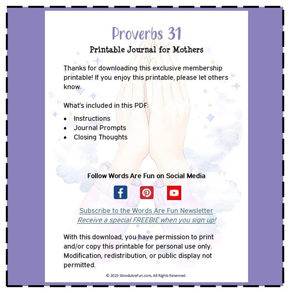 Proverbs 31 Printable Journal for Mothers